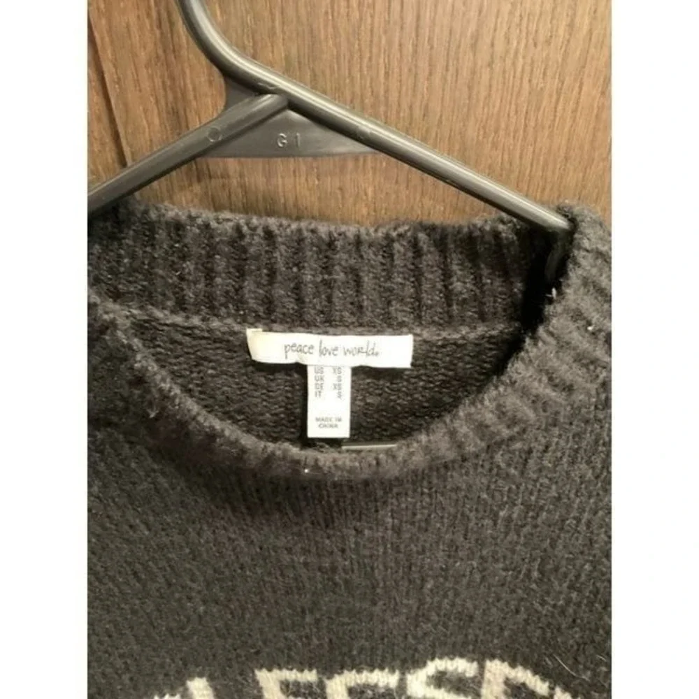 Peace Love‎ World Intarsia Sweater Black/Blessed woman's XS